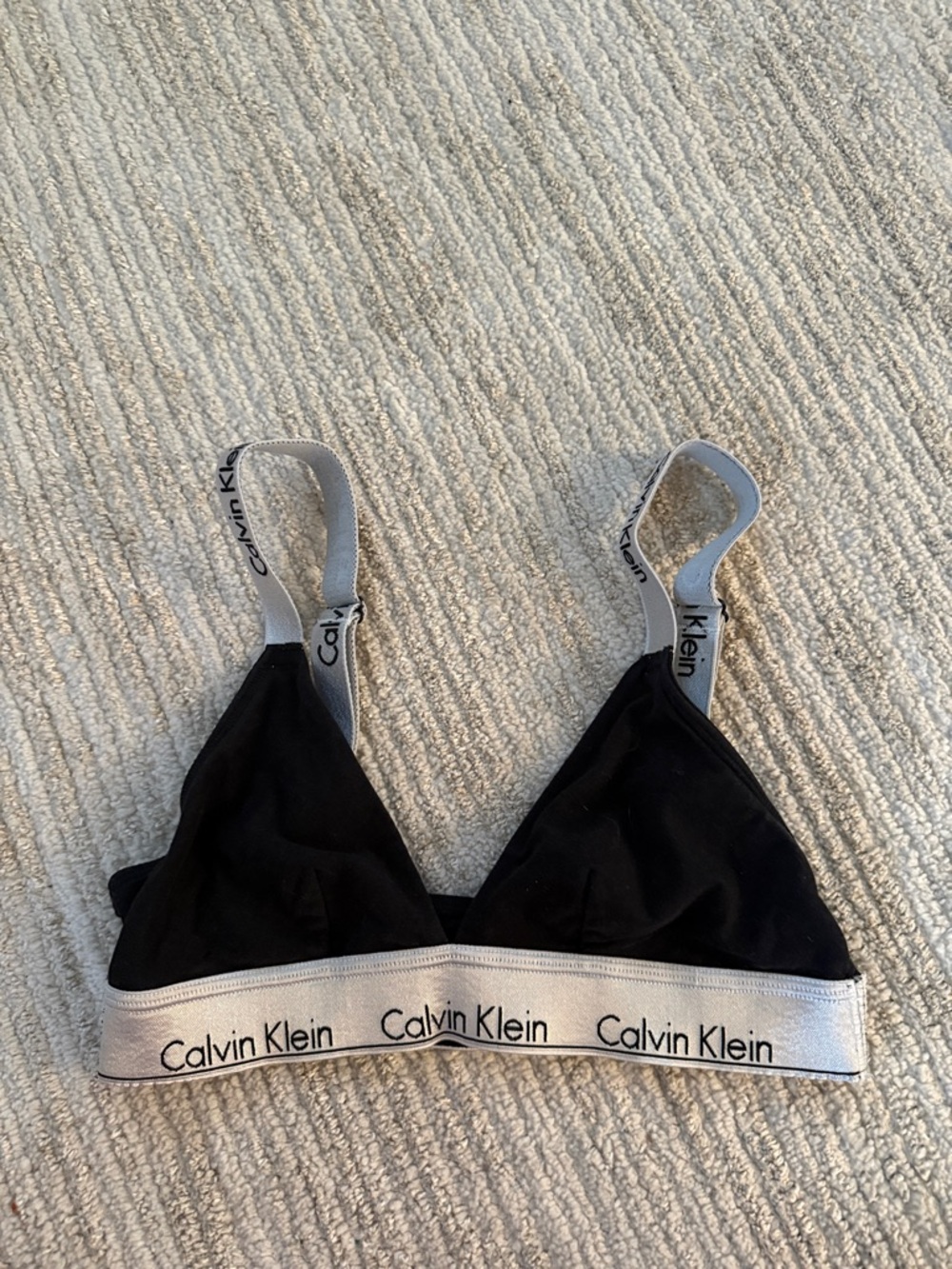 Calvin Klein Black Bralette with Silver Logo Band